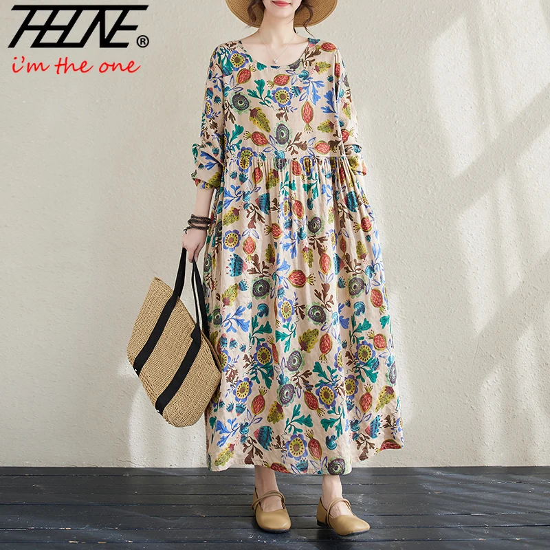 THHONE Summer Dress for Women 2024 Robe Vestidos Para Mujer Maxi Long Boho Bohemian Indian Korean Fashion Casual Dresses Clothes