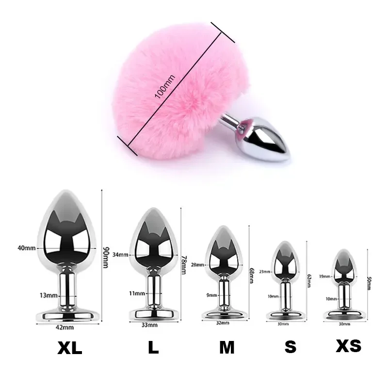 5 Size 12 Colours Stainless Steel Rabbit Tail Anal Plug Bunny Tail Butt Plugs Bdsm Anal Sex Toys Adult Products