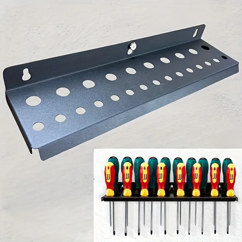 منظم الأدوات المعدنية لورشة عمل المرآب لتوفير المساحة مع فتحات مفك البراغي، رف تخزين الأدوات لمفاتيح البراغي #1