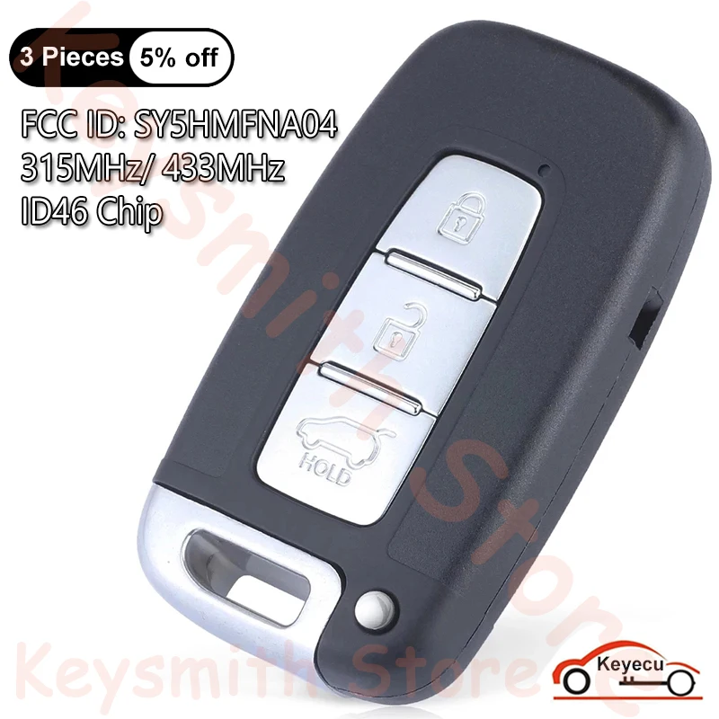 

KEYECU 3 Buttons 315MHz 433MHz ID46 Chip for Hyundai Accent Sonata Genesis i30 i45 for Kia Auto Smart Remote Key Fob SY5HMFNA04