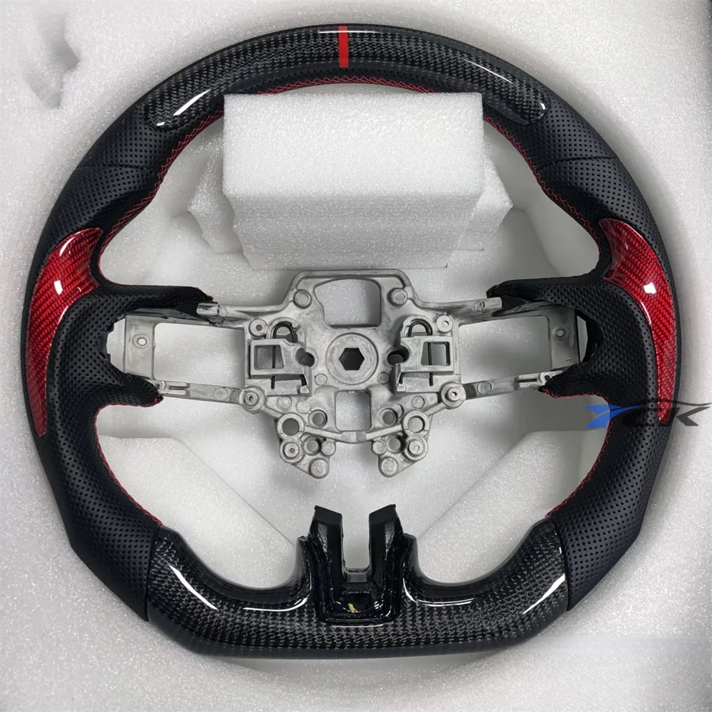 

Customized Carbon Fiber Black Leather Steering Wheels for Car For Ford Mustang 2018 2019 2020 2021 2022 accessories interior