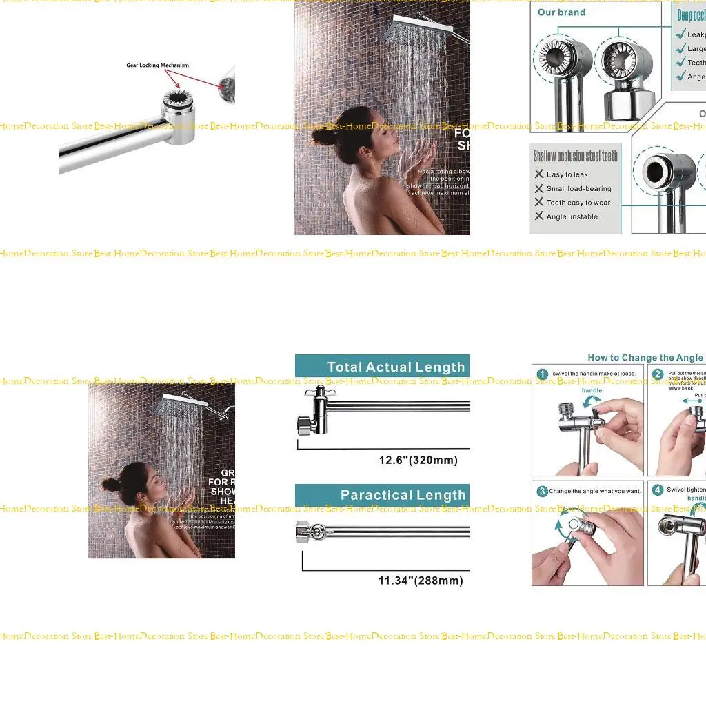 

12PD 11 In Solid Brass Adjustable Shower for Head Extension Arm Flexible Height & Ang