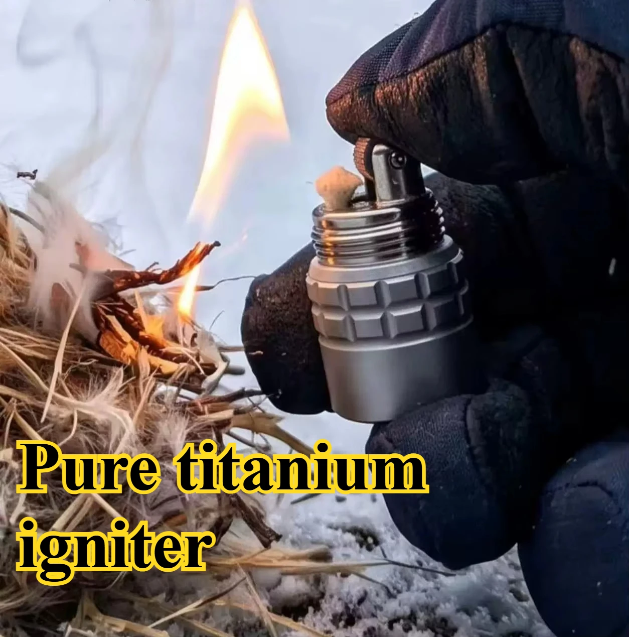 NEW Pure Titanium Metal Keychain Portable Grinding Wheel Igniter Outdoor Personalized EDC Mini Tool
