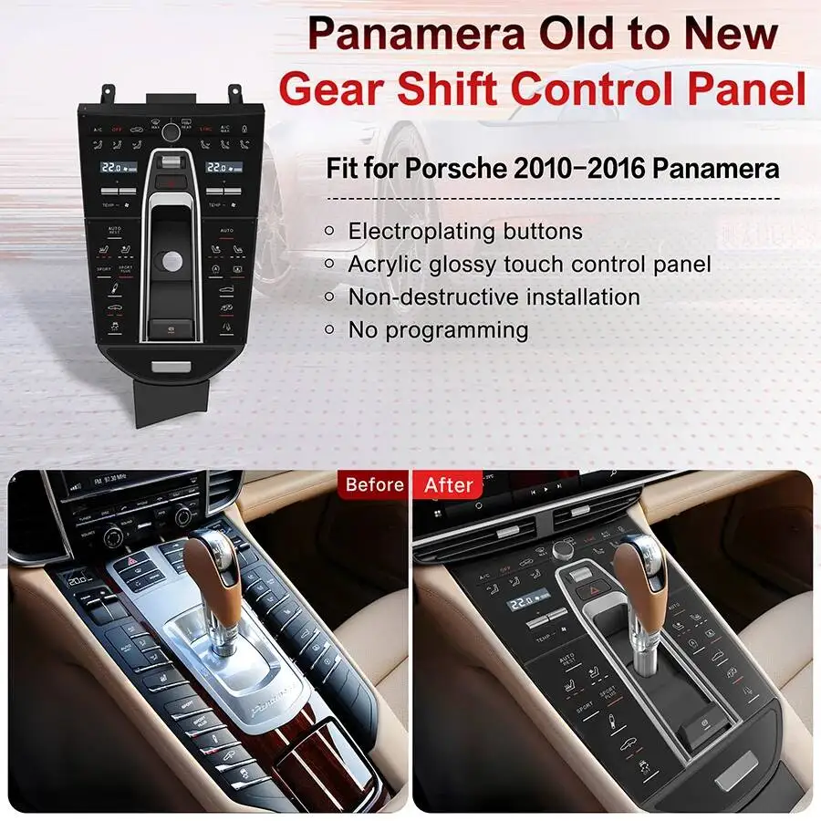 

LCD Center Console Gear Shift Panel Upgrade For Porsche Panamera 2010-2016 Interior Decorative Car Accessories Easy Installation