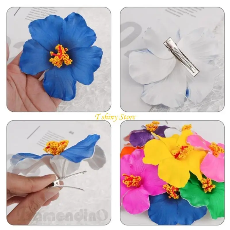 N58f Siumlation Flower Hair Clip Women and Girl Hibiscus Hair Barrette Barrette Hair Accessories For Vacation and Beach Parties