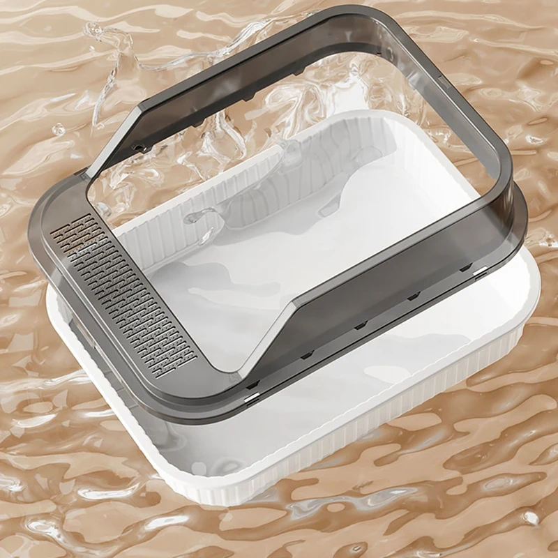 Cat Litter Box Semi-Enclosed Splashproof Cat Tray Cat Toilet Cleaning Basin Supplies Pet Toilet Kitten Tray
