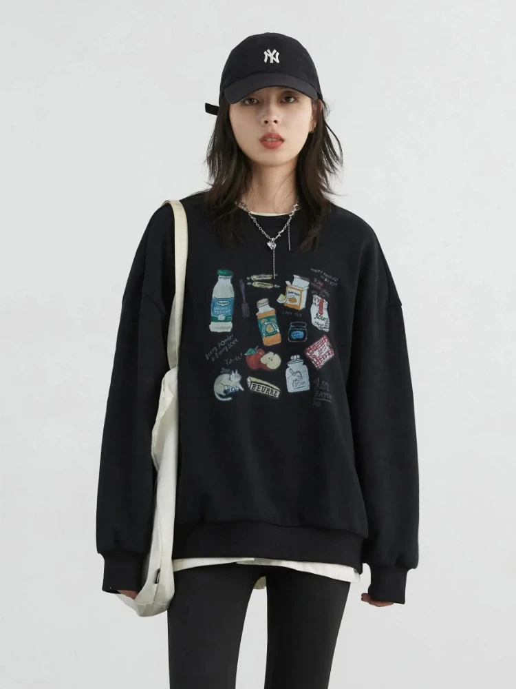 CHIC VEN Vrouwen Sweatshirts Fashion Casual Losse O-hals Lange Mouwen Gedrukt Tops Vrouwelijke Kleding Herfst Winter Nieuwe 2025