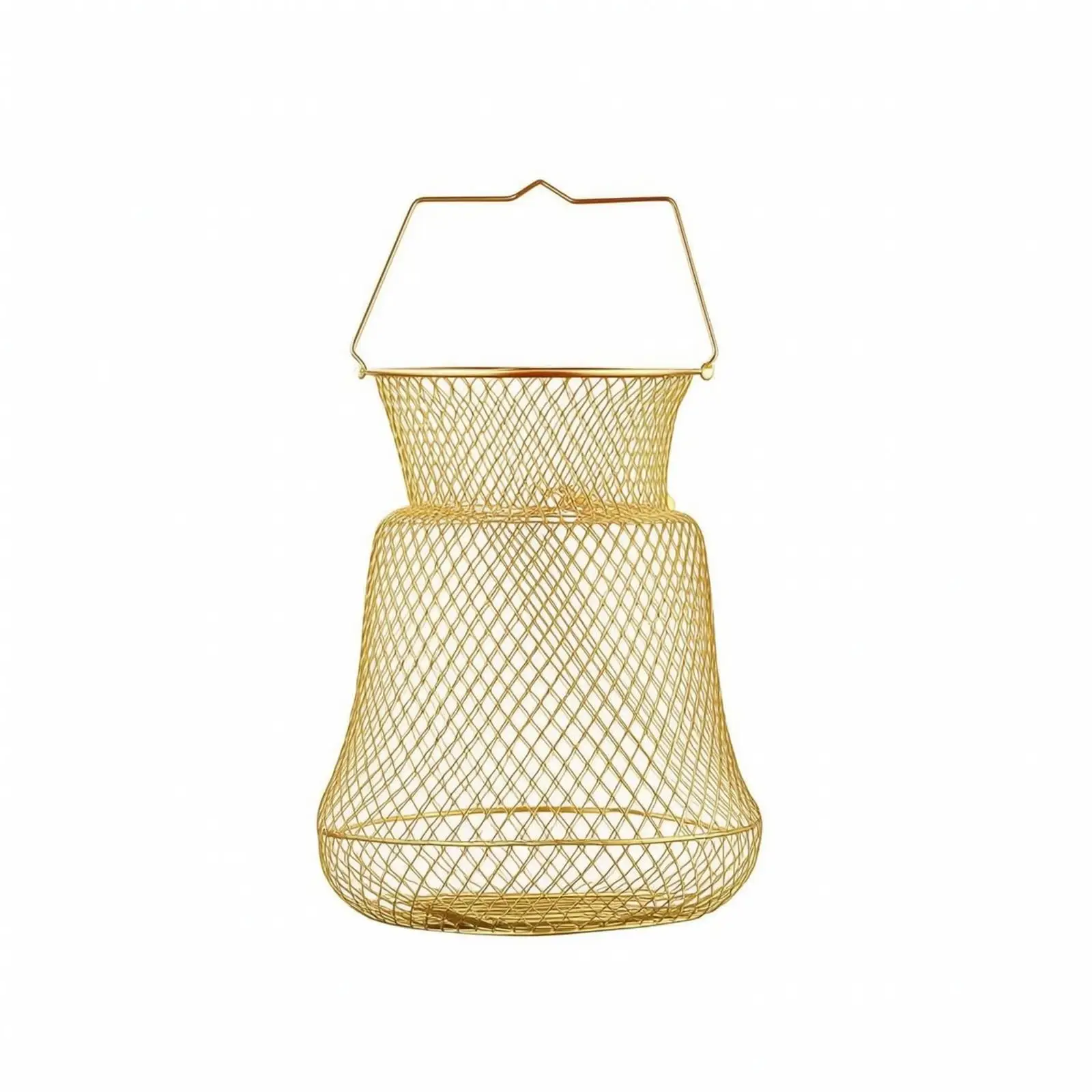 Foldable Steel Fishing Net for Catch Storage with Spring Latch Design Portable Mesh Container for Outdoor Fishing