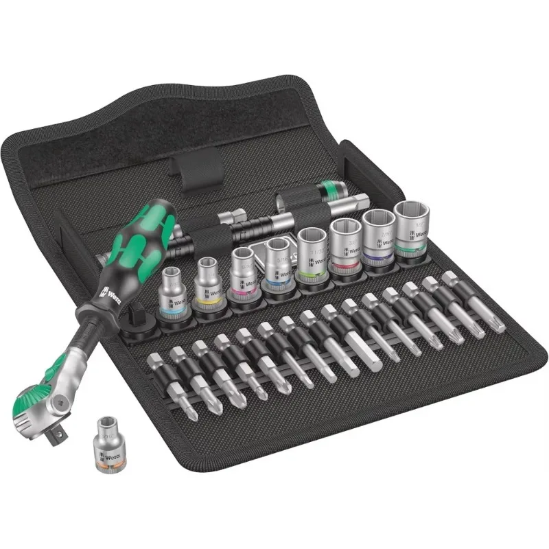 Wera 28-piece Inch SAE Ratchet Set, Professional Tool Kit for Automotive Repair