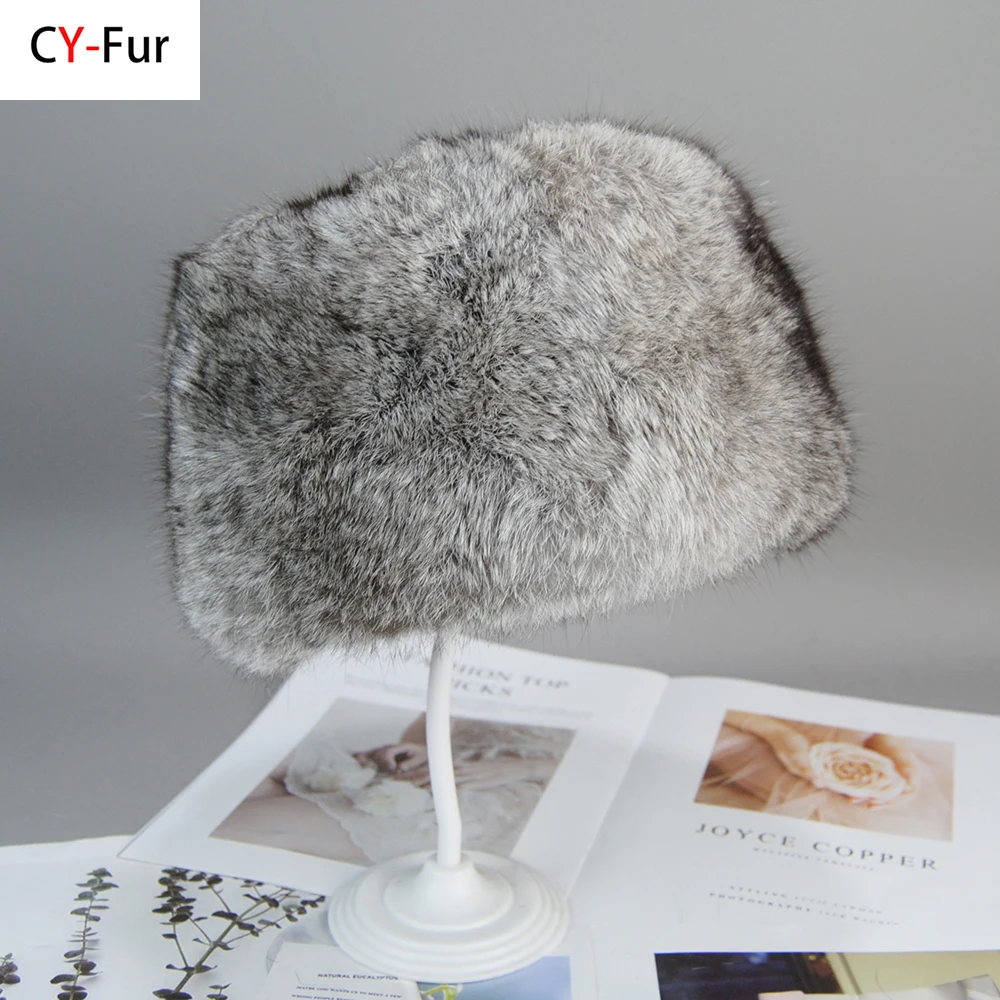 

2025 Unisex Natural Quality Rabbit Fur Hats Russian Outdoor 100% Genuine Rabbit Fur Caps Winter Warm Real Rabbit Fur Bomber Hat