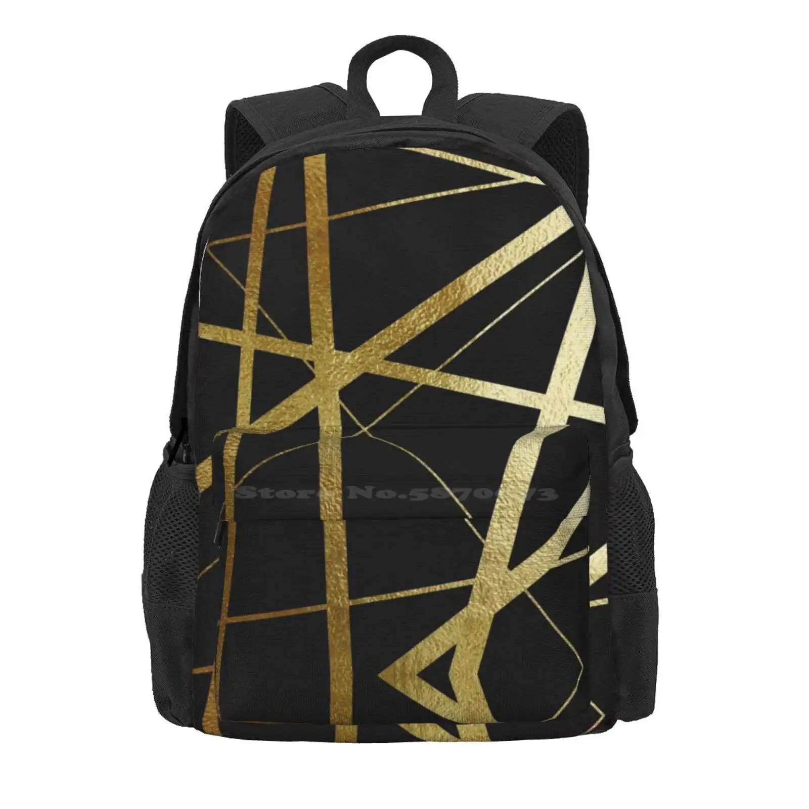 Black And Gold Geometric Luxe Hot Sale Schoolbag Backpack Fashion Bags Geometric Lines Black And Gold Minimalist Scandinavian