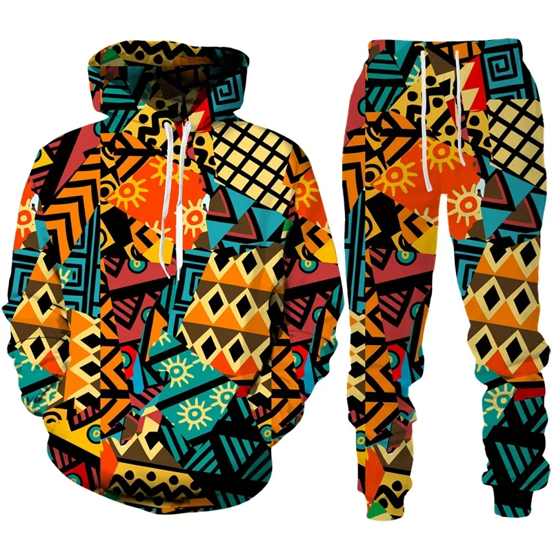 Retro African 3D Print Hoodie/Pants/Suit Ethnic Style Clothes Men/Women Tracksuit Sportswear Set Long Sleeve High-quality Casual