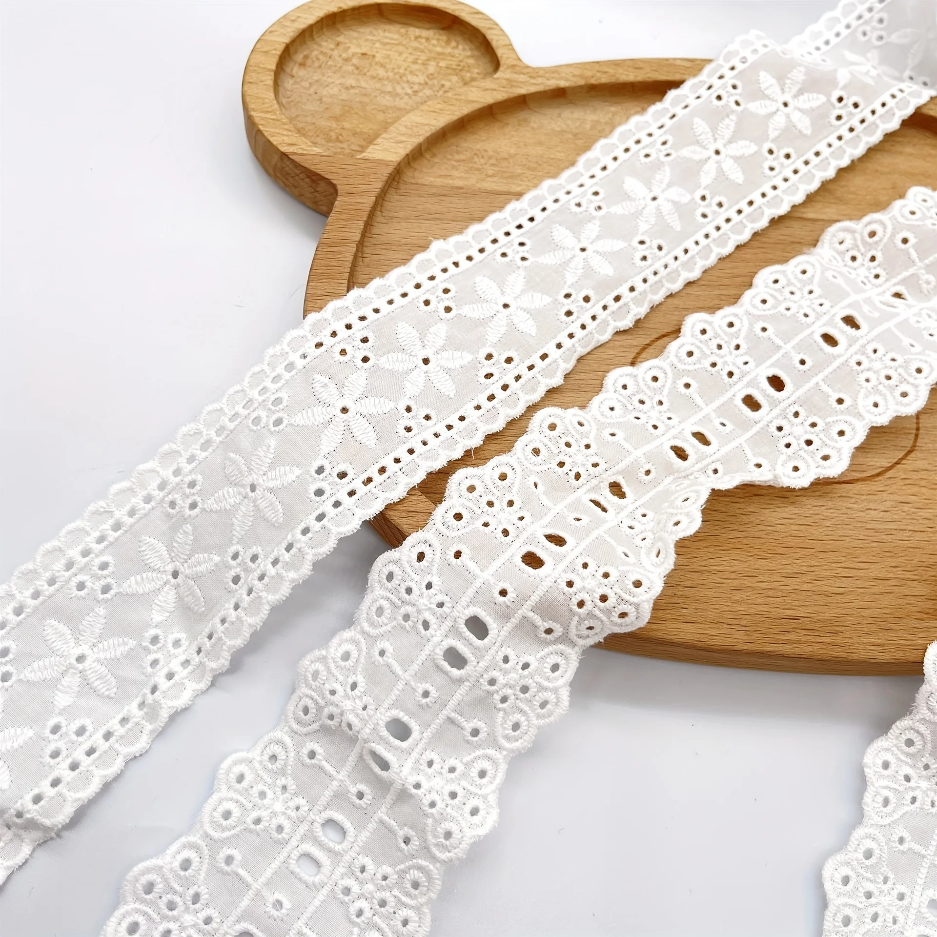 1 yard double perforated can be worn ribbon embroidery floral European style DIY lace accessories