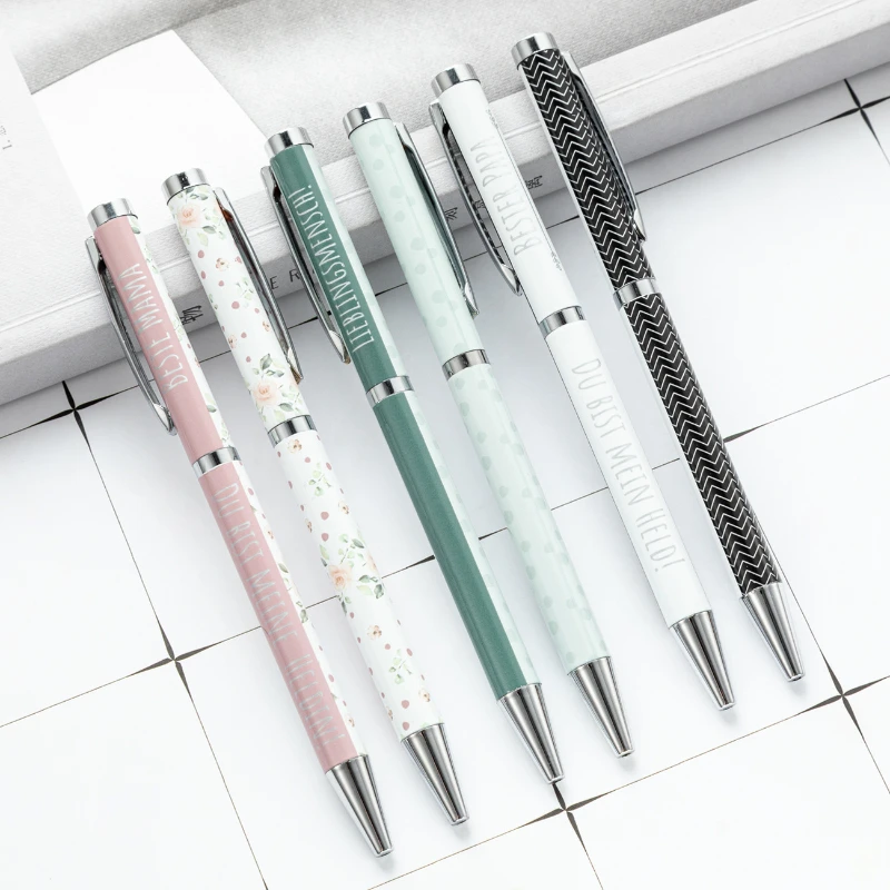

30PCS Metal ballpoint pen with rotating core, hotel conference gift pen, business multi-color flower film ballpoint pen