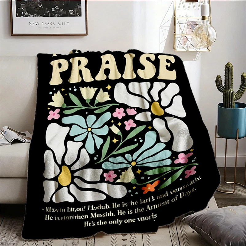 That's Who I Praise Flannel Blanket, Jesus Christian Flannel Throw, Floral Faith Cozy Blanket, Religious Saying