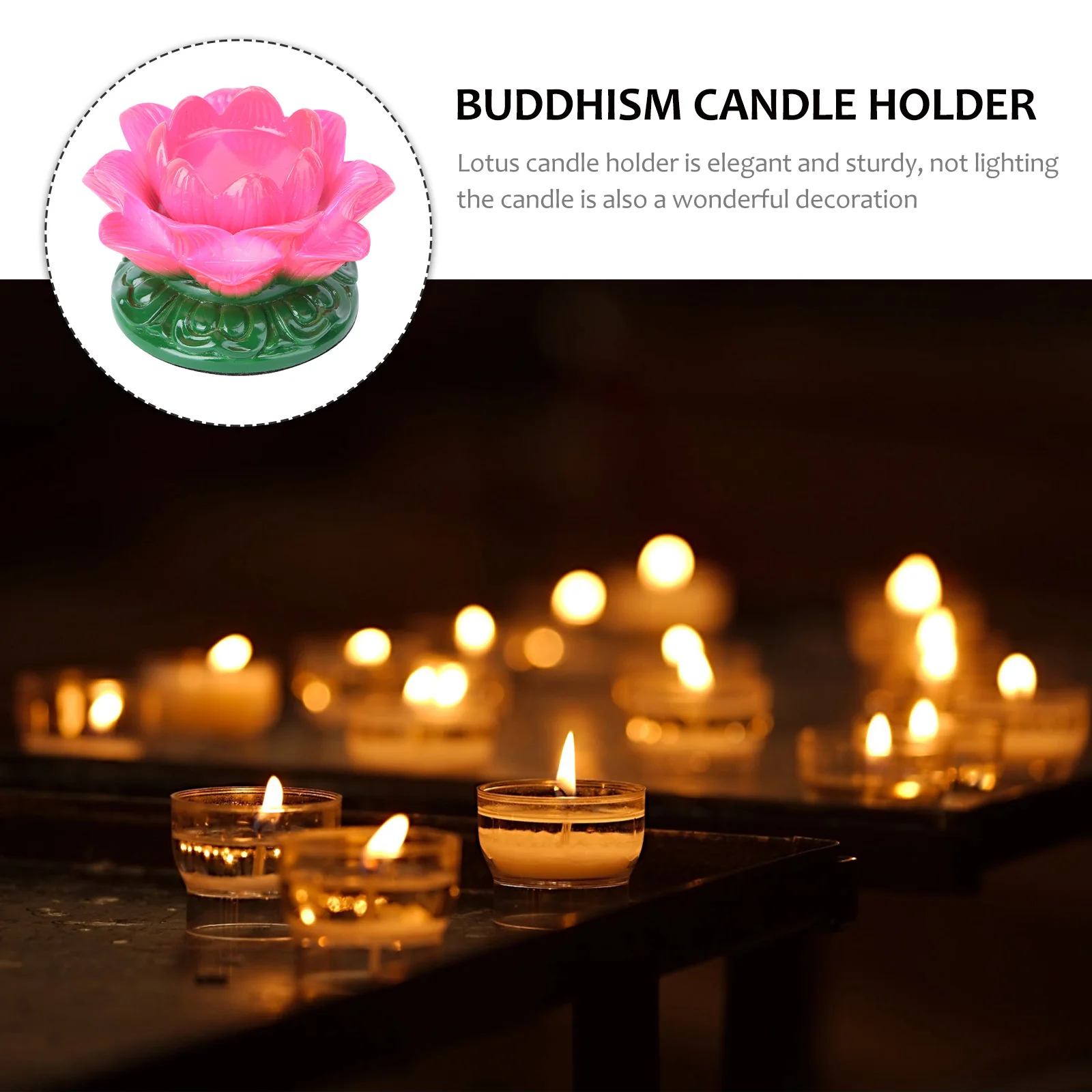

1Pcs Premium Resin Lotus Holder Elegant Vintage Style for Home Decor Buddhist Votive Use Shiny Surface Pink