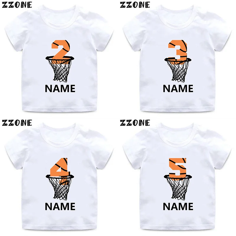 Basketball Number Print Boys T-shirts 1 2 3 4 5 6 7 8 9 Years Birthday Custom Name Funny Kids Clothes Baby Girls Tshirt,HKP2729