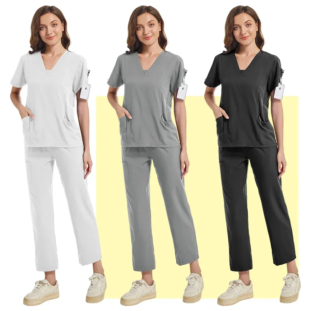 

Short-sleeved V-neck top + joggers unisex work uniforms for hospital medical staff dental doctors beauty salon nurses caregivers