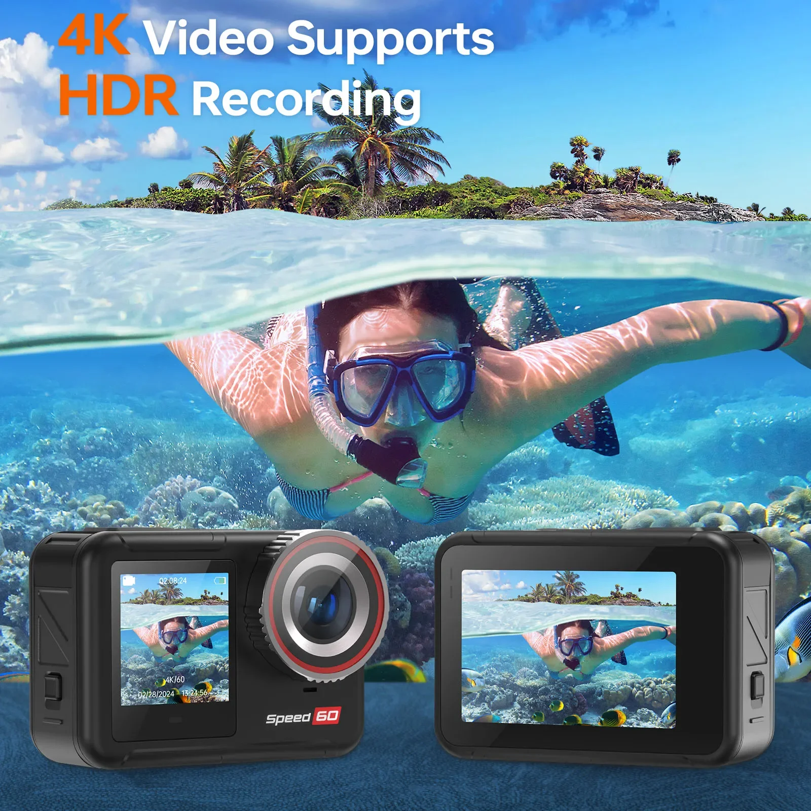 WaterProof Mount Wireless 60Fps Digital Wifi Cam manuale 1080P Dual 180 fotocamera per moto impermeabile Action Sports Camera