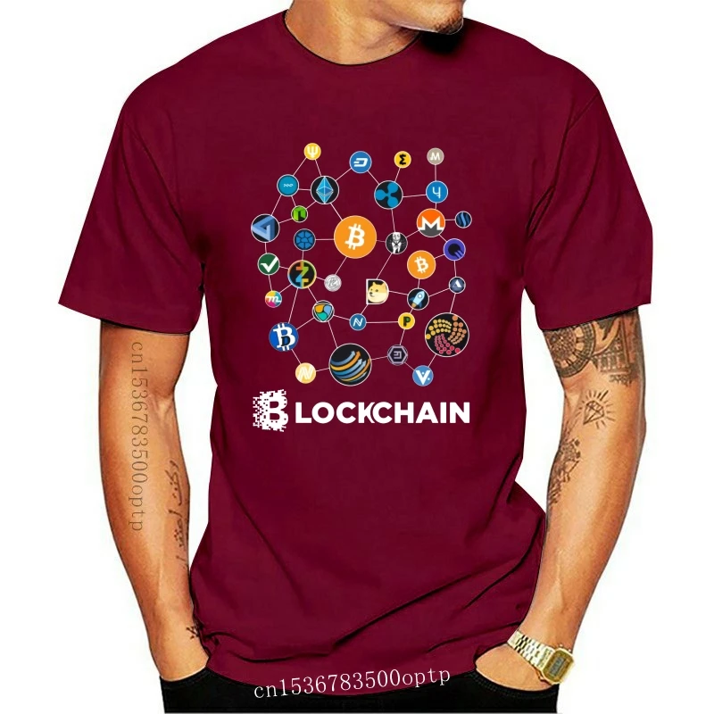 Mens Clothes Blockchain BitCoin Litecoin Ripple Ethereum Cryptocurrency T Shirt For Men Popular Tee