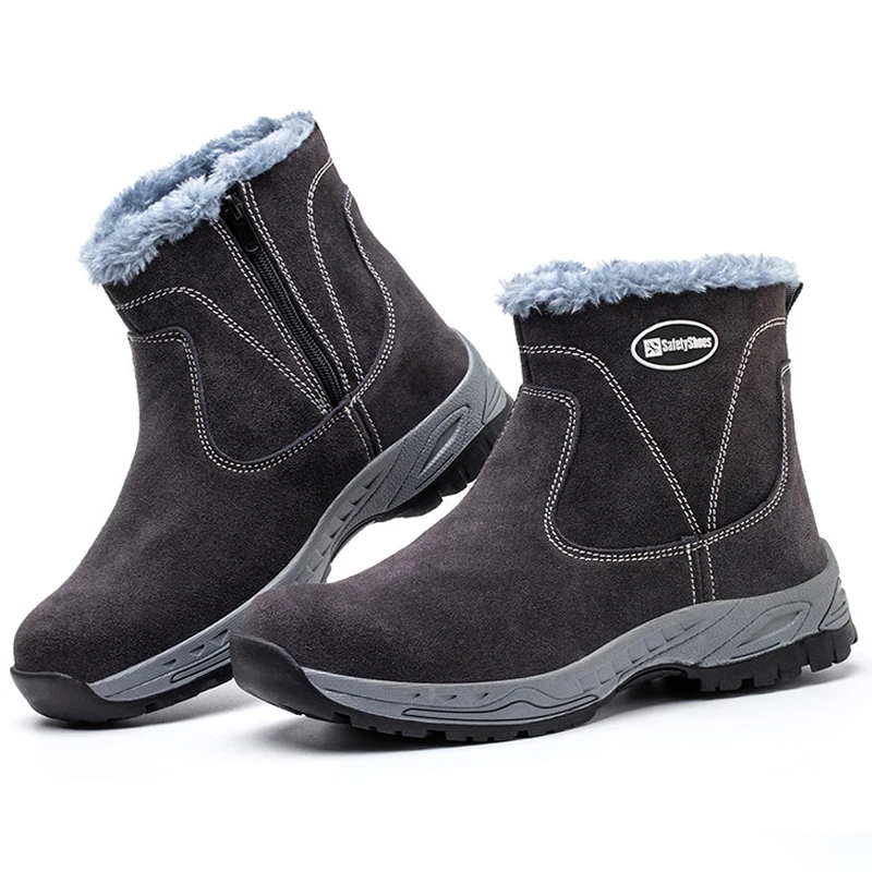 Work Safety Shoes Winter Boots Protection Shoes Anti Scald Welding Shoes Side Zipper Steel Toe Shoes Men Boots Warm Work Boots