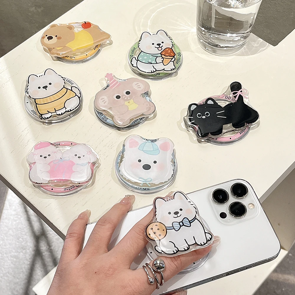 

Ins мультфильм щенок милый кот для Magsafe магнитная ручка для телефона Tok Griptok держатель подставка для Iphone17 складной чехол для беспроводной зарядки