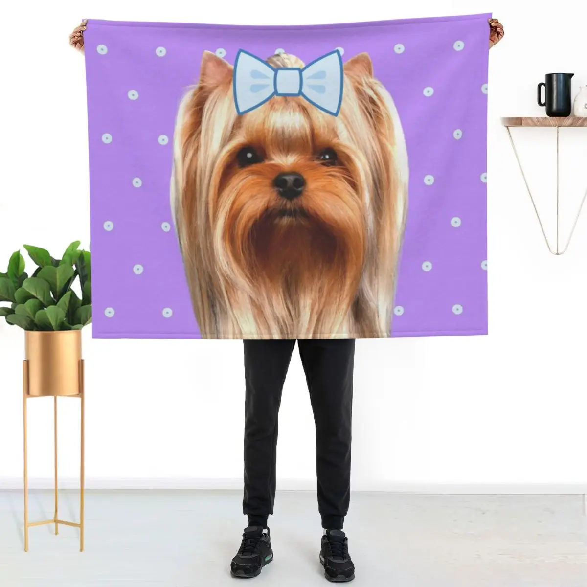 

Cute purple yorkshire Throw Blanket Shaggy Furry Soft Blanket for Bedroom Living Room