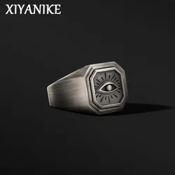 XIYANIKE Vintage Thai Silver Devil Eye Cuff Rings For Men Women Hip Hop Fashion New Jewelry Gift Party Rock anillos mujer