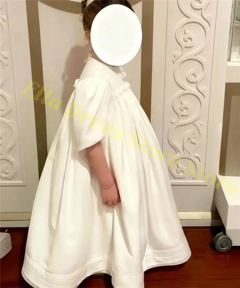 Großhandel Elegantes Hochwertiges Kommunion-Blumenmädchenkleid aus Satin, Flauschig für Hochzeit, Taufe, Ballkleider, Kindergeburtstagsfeiern – Detail 2