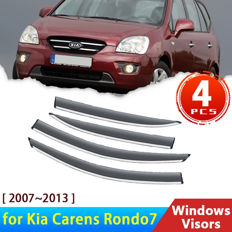 Deflectors for Kia Carens Rondo7 2007~2013 Accessories Car Side Window Visors Rain Eyebrow Guard Sun Visor Windshield 2008 2009