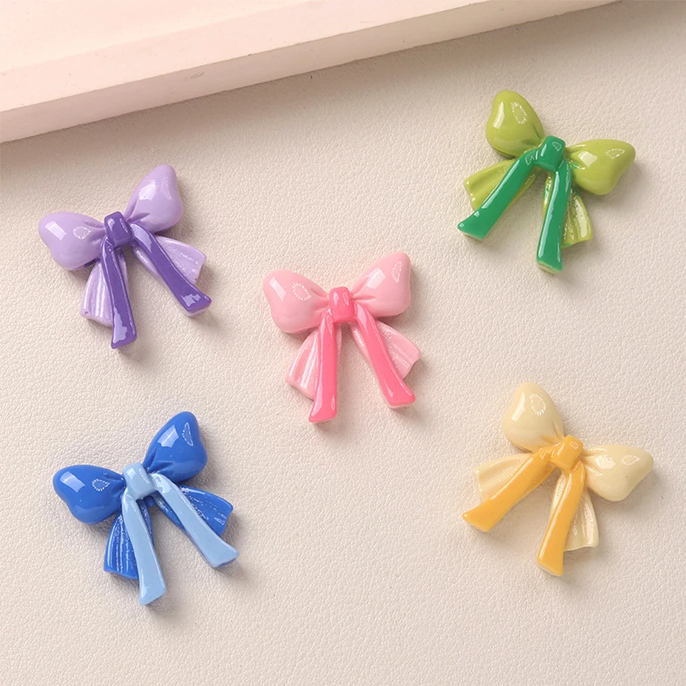 10 pezzi di cabochon in resina con retro piatto in miniatura con fiocco a nastro lungo lucido per forcina scrapbooking decorazioni per la casa fai da te accessori artigianali