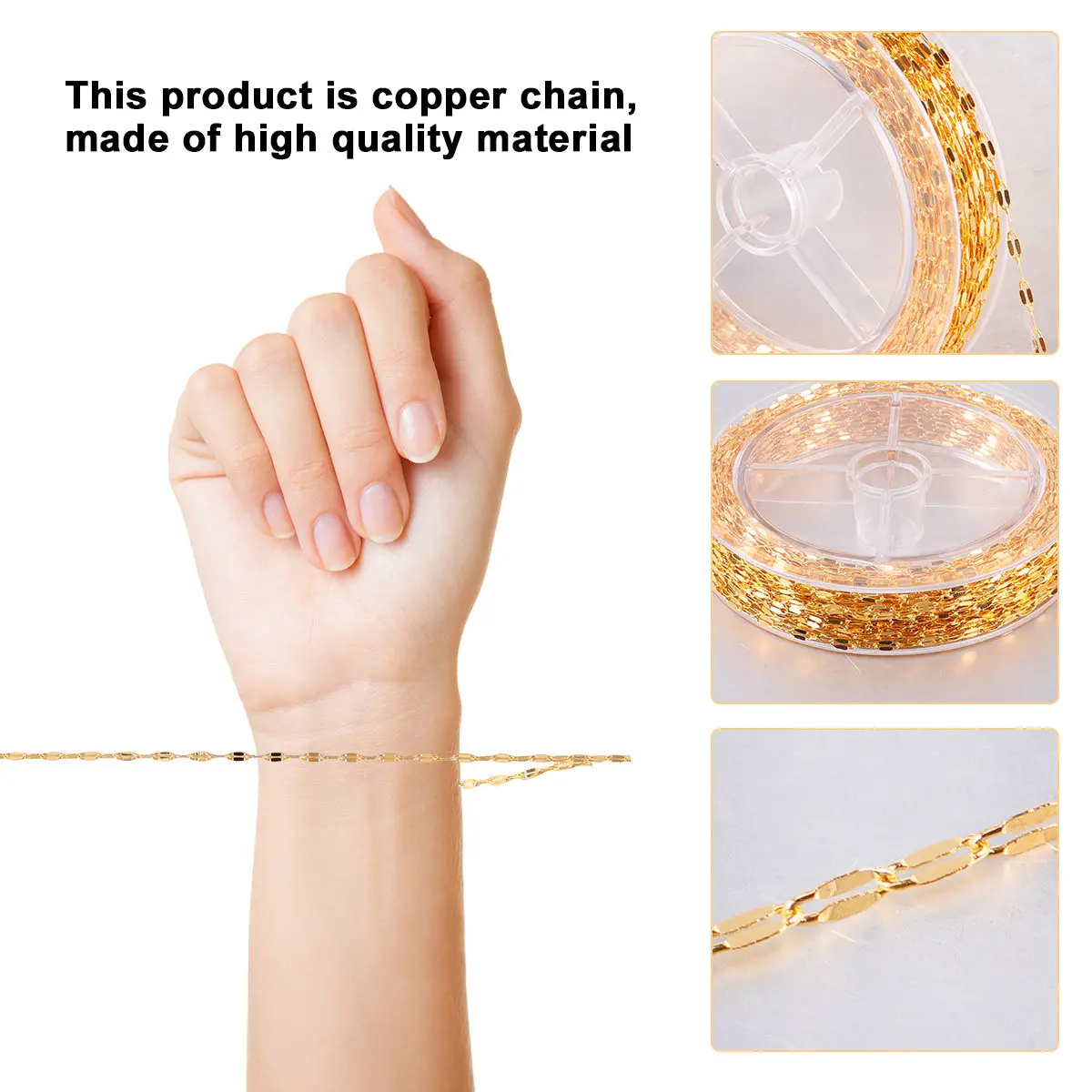Copper Chain Bracelet for Women High Polish Smooth Surface Elegant Fashion Wrist Jewelry DIY Jewelry Making Semi Finished Bangle