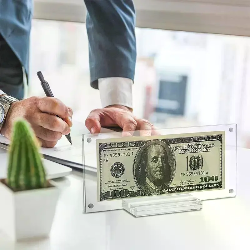 

Акриловая магнитная рамка-витрина для долларовых купюр и монет с подставкой для коллекционеров, для хранения и демонстрации валюты