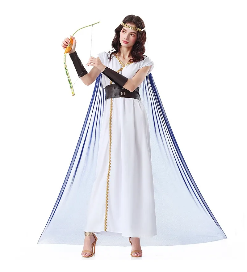 

White Roman Gladiator Fancy Dress Up Purim Carnival Cosplay Athena Greek Goddess Costume For Girls