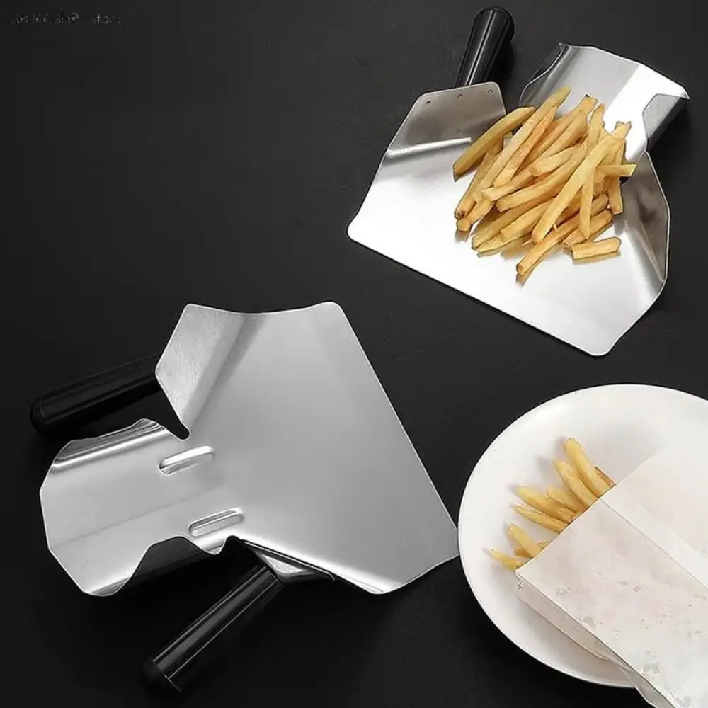 Stainless Steel French Fries Shovel Single/Double Handle Anti-Corrosion Popcorn Packing Shovel Useful Household