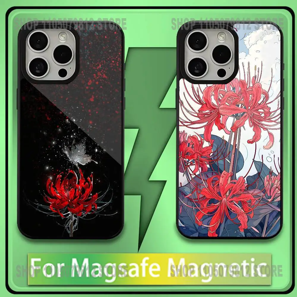 

Japan Tokyo Red Spider Lily Lilies Cat Phone Case For iPhone17,16,15,14,13,12,11,Plus,Pro,Max,Mini Soft Magnetic Wireless Charge