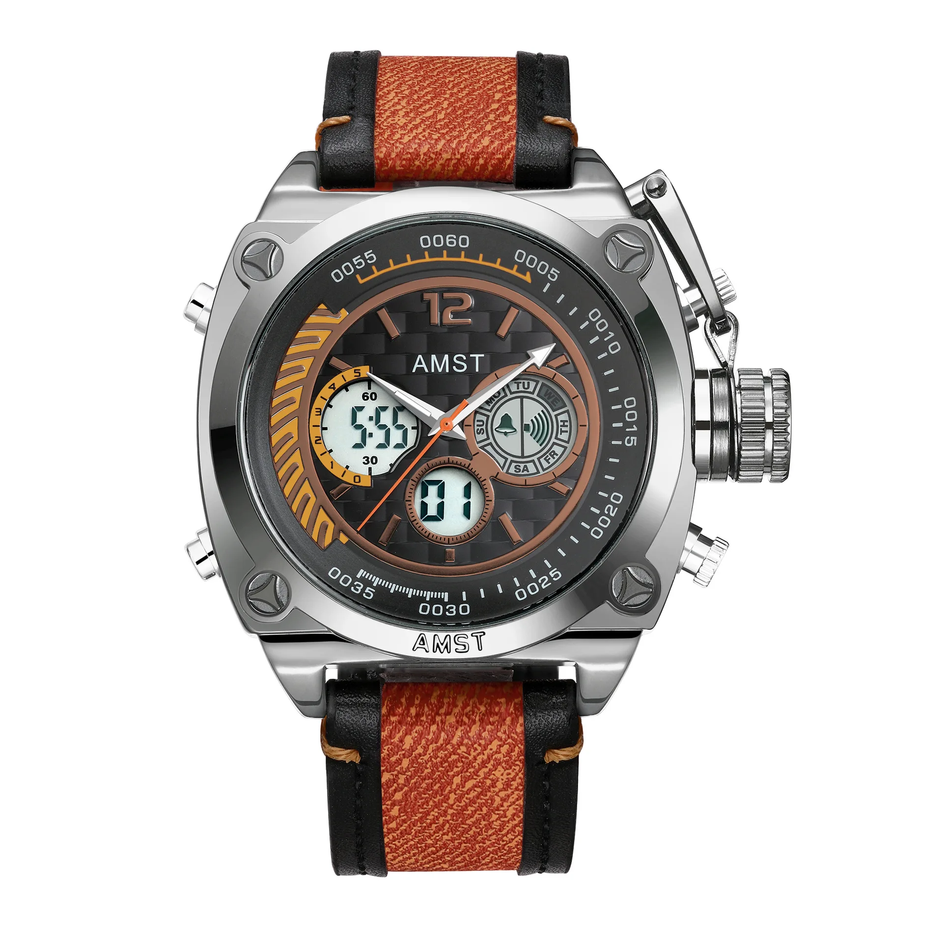 

AMST* Fashion Sport Waterproof Electronic Watch for Students, Multi-Function Three-Eye Large Dial Men’s Timepiece