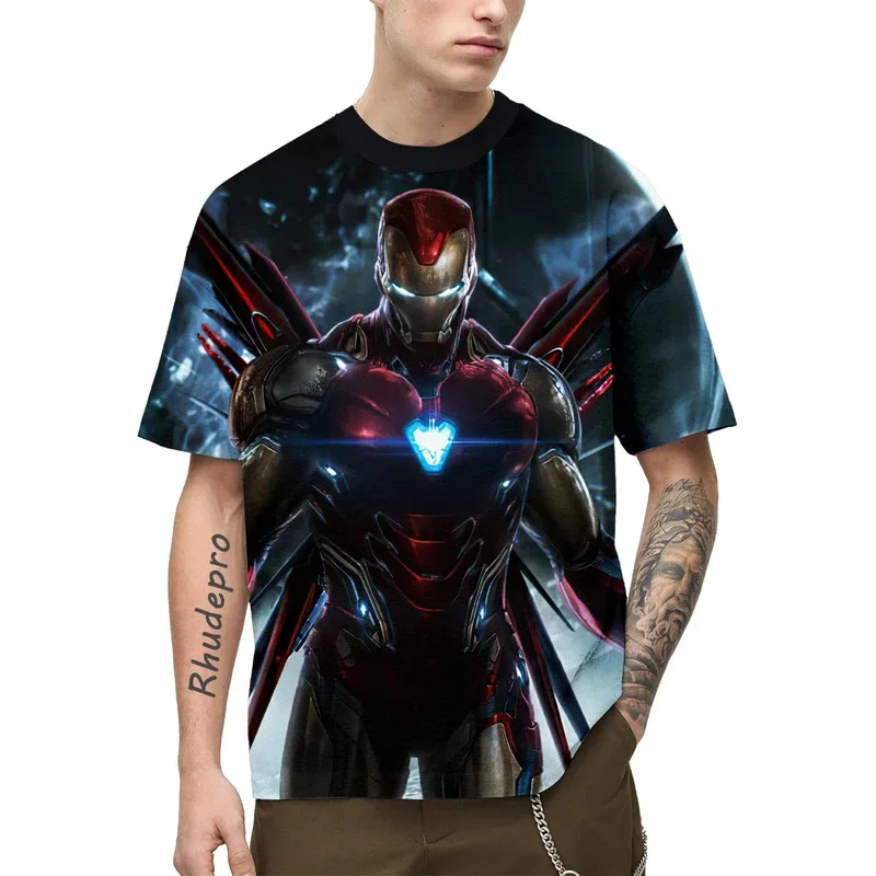 

Miniso Funny Iron Man T-Shirts Avengers Cartoon Anime 3D Print Men Women Fashion Oversized T Shirt Boy Girl Tees Tops Clothing