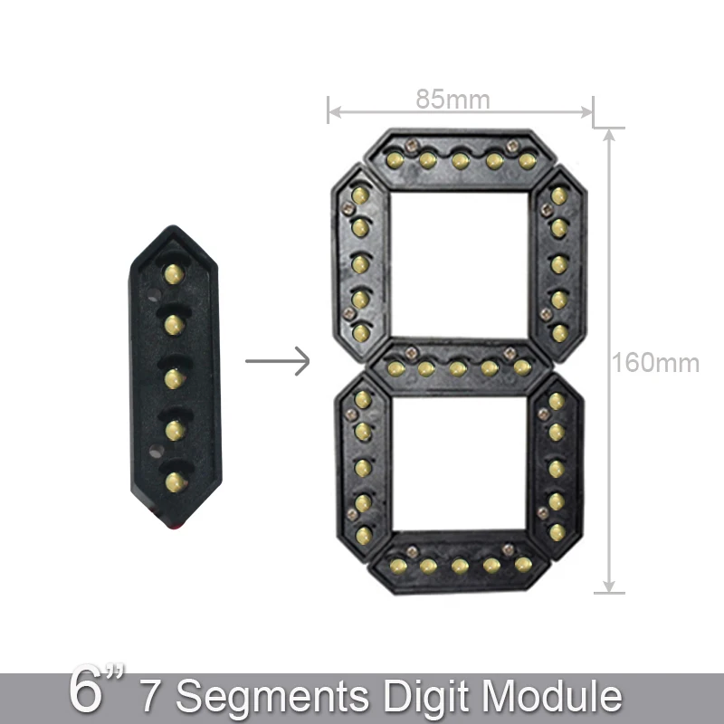 6 Inch LED Module Monochrome Outdoor High Brightness oil Price Digital 7 Segment Display For Gasoline Natural Gas Digital Sign
