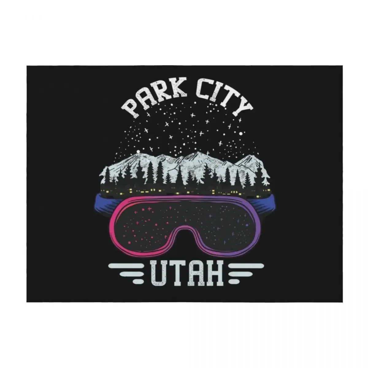 

Park City Utah Skier Gift Art Throw Blanket Furrys valentine gift ideas Flannel Fabric Softest Blankets