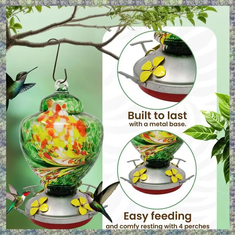 

WON Garden Bird Feeders For Outdoors Hanging, Bird Gifts For Women, Blown Glass Bird Feeder Durable Easy To Use B
