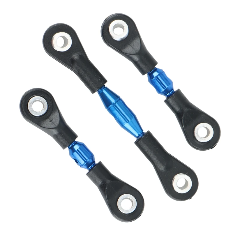 Metal Steering Link Rod Tie para Tamiya, Peças de Atualização do Carro, Acessórios Azuis, TT-01, TT01, 1, 10 RC, 3pcs