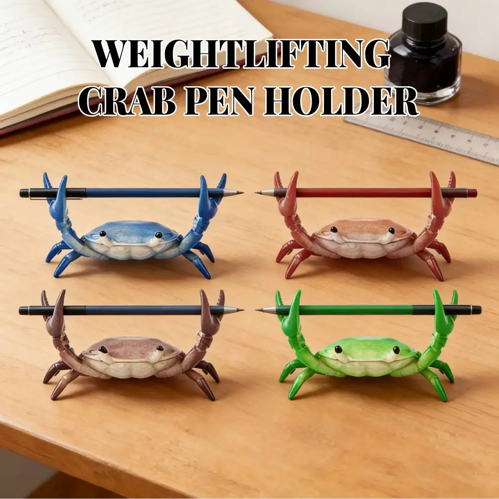 

Держатель для ручек в виде краба, портативная забавная подставка для ручек в виде краба, милый органайзер для канцелярских принадлежностей в виде краба для хранения и декора офисного стола