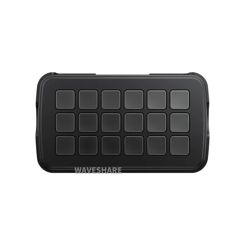 Waveshare SK18 لوحة تحكم صوتية متعددة الوظائف AI، على متن 18 × مفاتيح ماكرو LCD غشائية، تدعم نظام Linux + QMK المزدوج