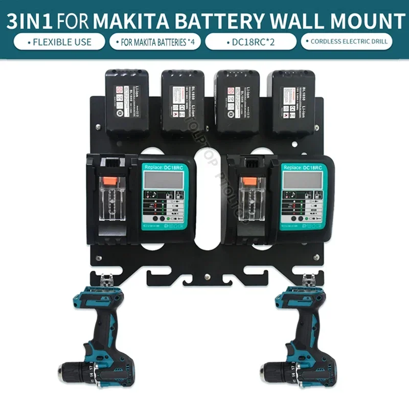 Fixed storage bracket for Makita power tool battery charger DC18RD DC18RC wall bracket