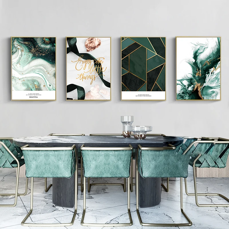 Abstract Fresh Green Canvas Painting Posters And Prints Nordic Geometry Wall Art Pictures For Living Room Modern Home Decor
