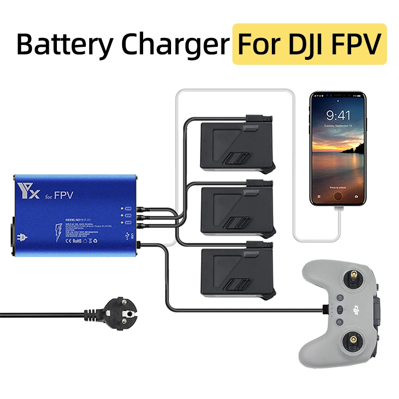 for-dji-fpv-drone-flight-battery-charger-simultaneous-charging-usb-port-charging-remote-controller-fast-chaging-accessories