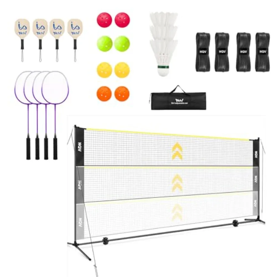 Pickleball Set for Outdoor Indoor Driveway Use: 10FT Half Court Net Wooden Paddles Plastic Balls Retrievers Court Marking Kit P