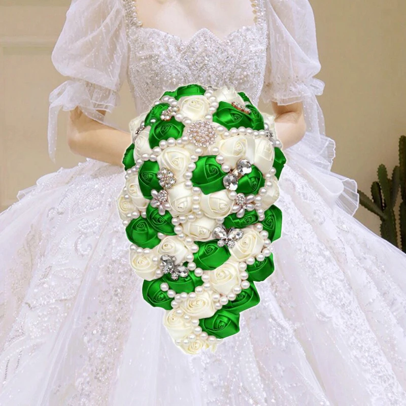 

Green Bridal And Bridesmaid Waterfall Bouquets Wedding Bouquets