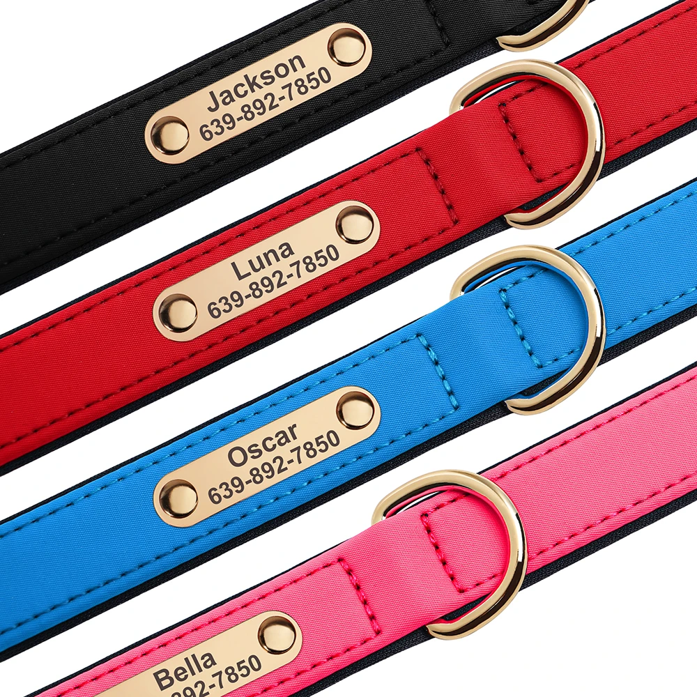 Custom Nylon Dog Collar Waterproof Personalized Pet Puppy Collar With Free Engraved ID Nameplate for Small Medium Dogs Chihuahua